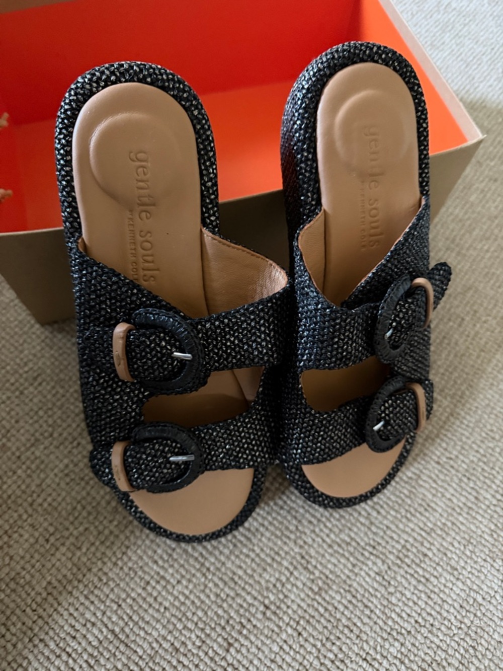 Gentle Souls Black Theresa platform sandals